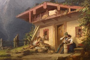 Paisagem alpina com edifícios